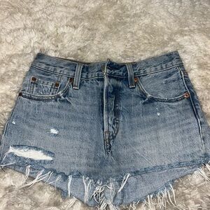 Distressed Denim Mini Skirt